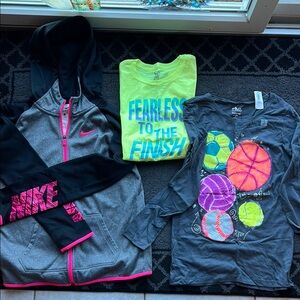 Nike Black & Pink Sweatshirts, champion tee & Old Navy long sleeve sports tee